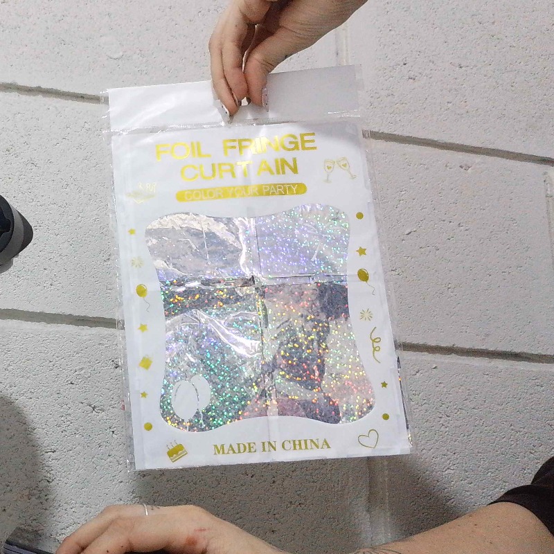 Cortina Metalizada Cuadros O Corazon (foil Fringe)